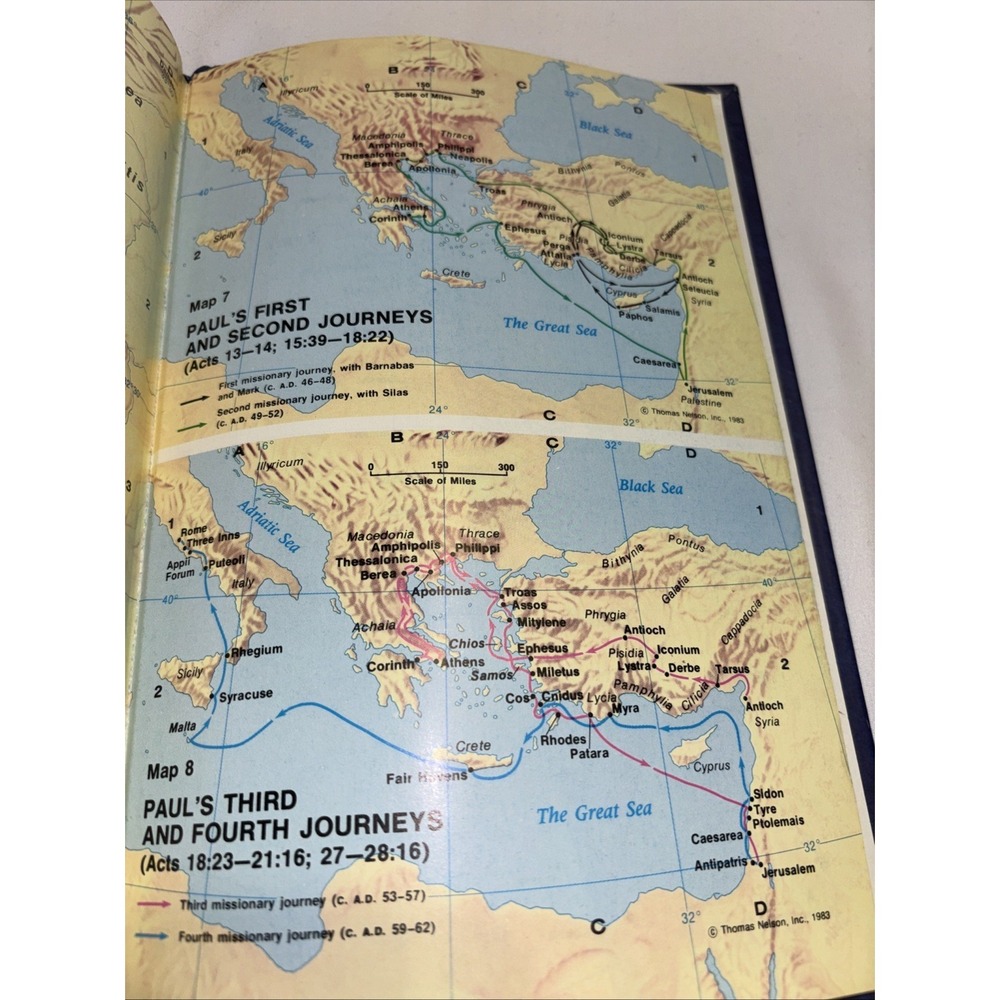 Nelson Study Bible NKJV Indexed Tabs Maps Hardcover 1997 w Zipper Case - Picture 7 of 9